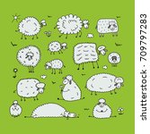 Funny sheeps, sketch for your design