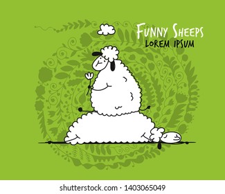 Funny sheeps, sketch for your design