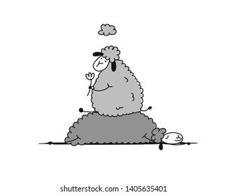 Funny sheeps, sketch for your design