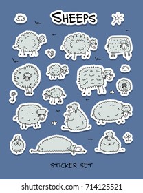 Funny sheeps, sticker set for your design