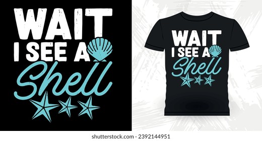 Funny Shell Collector Beach Shelling Vintage Seashell T-shirt Design
