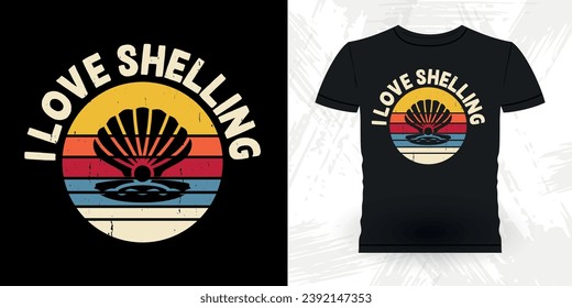 Funny Shell Collector Beach Shelling Vintage Seashell T-shirt Design