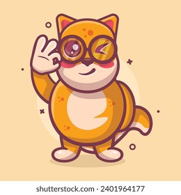 funny shiba inu animal character mascot with ok sign hand gesture isolated cartoon 