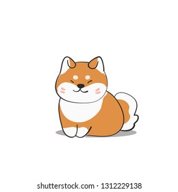 Funny shiba inu dog smile icon, vector illustration