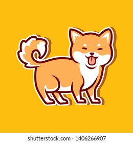 Funny shiba inu dog smile icon vector illustration - Vector