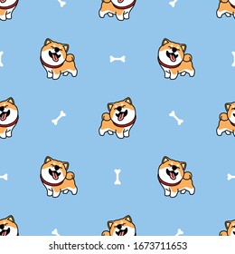 Funny shiba inu Hund lächelnd Cartoon nahtlose Muster, Vektorillustration Illustration