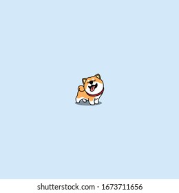 Funny shiba inu dog smiling cartoon, vector illustration