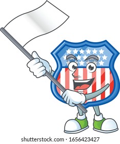 Funny shield badges USA cartoon character design with a flag