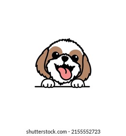 Funny shih tzu dog cartoon, vector illustration