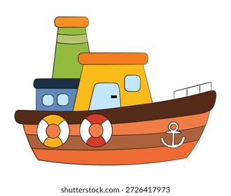 Funny ship isolated on white background