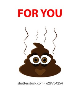 Funny shit isolated on white background. Vector illustration.