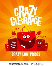 Funny Shopping Bags, Crazy Clearance Banner