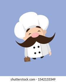 Funny Short Chef - Fröhliches Gesicht mit Holding Koffer