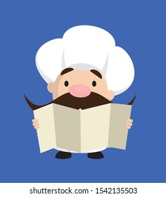 Funny Short Chef - Holding a Folded Paper Banner