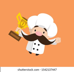 Funny Short Chef - Jumping with Trophy