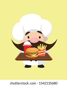 Funny Short Chef - Presenting Fast Foods