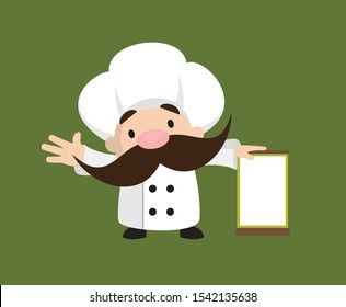 Funny Short Chef - Standing with a Blank Board
