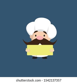 Funny Short Chef - Standing with Message Board