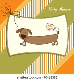 funny shower card with long dog