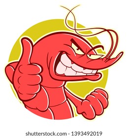 Funny shrimp makes thumb up