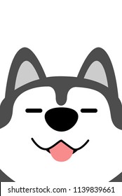 Funny siberian husky dog face flat design, vector illustration