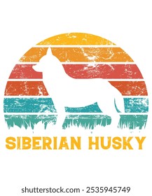 Funny Siberian Husky Vintage Retro Sunset Silhouette Gifts Dog Lover Dog Owner Essential T-Shirt