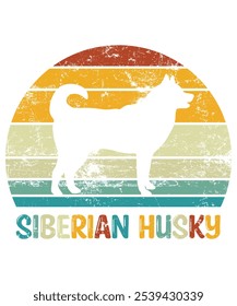 Funny Siberian Husky Vintage Retro Sunset Silhouette Gifts Dog Lover Dog Owner Essential T-Shirt