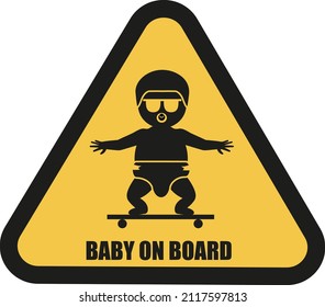 funny sign baby on a skateboard