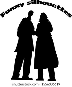 Funny silhouette of human couple.