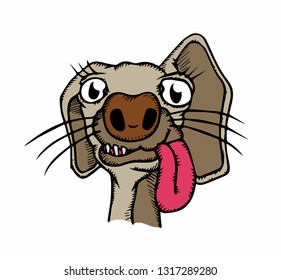 funny silly friendly dog ​​with tongue hanging out and long drooping ears. vector illustration.