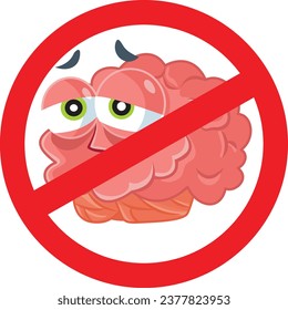 
Funny Silly No Brain Sign Vektorgrafik Illustration. Keine kreative Idee Piktogramm der Zensur Konzept Design 
