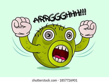 Funny silly water monster trying to scare. Cute little creature. Design for print, t-shirt, halloween party decoration, icon, emblem or sticker.