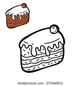 funny simple coloring page. Vector illustration coloring page of cartoon  cake for children, coloring and scrap book