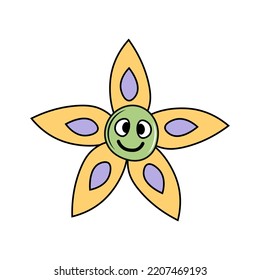 Sonnige, einfache, florale Vektorgrafik. Groovy Gänsekunst. Kinder drucken. Babyelement, Logo, Emblem, Etikett. Für Blumenladen, Blumenhändler, Webdesign