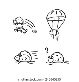 Funny simple sheep sketches. 2015 year symbol.