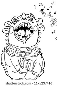 Funny singer singing character coloring page line art clip art