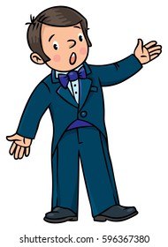 Funny singer or vocalist. Profession series. Children vector illustration.