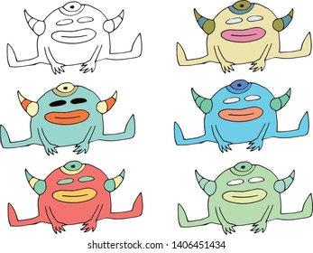 Funny sit cartoon monster doodle