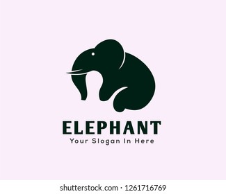 funny sitting big elephant logo design inspiration