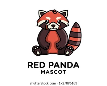 Funny Sitting Red Panda Mascot