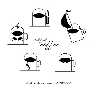 Funny situations with a cup of coffee