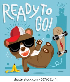 Funny Skater Bear Adventure series vector illustration