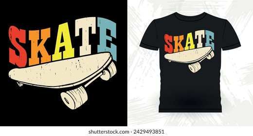 Funny Skating Skater Skateboard Retro Vintage T-shirt Design