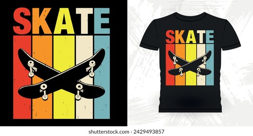 Funny Skating Skater Skateboard Retro Vintage T-shirt Design