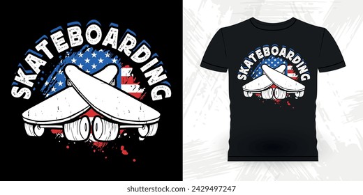 Funny Skating Skater Skateboard Retro Vintage T-shirt Design