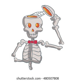 Funny skeleton with bowtie.