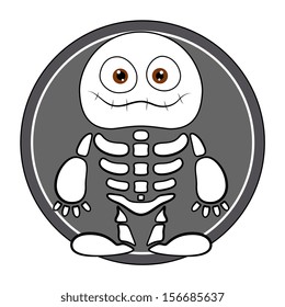funny skeleton ghost - Halloween vector illustration