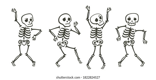 Funny skeleton. Halloween cartoon vector illustration