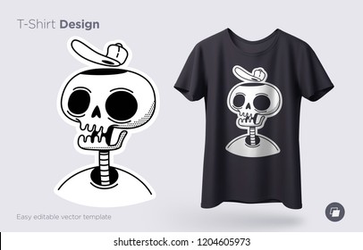 Funny skeleton illustration. Print on T-shirts, sweatshirts and souvenirs. Vector