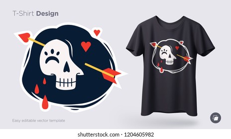 Funny skeleton illustration. Print on T-shirts, sweatshirts and souvenirs. Vector